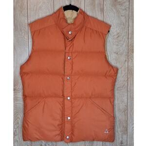 Vintage Gerry Reversible‎ Goose Down Puffer Vest M Orange Yellow Snap USA Made